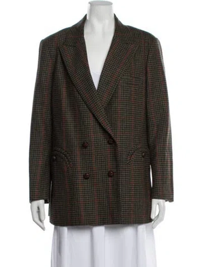 Pre-owned Blazé Milano Wool Plaid Print Blazer In Brown