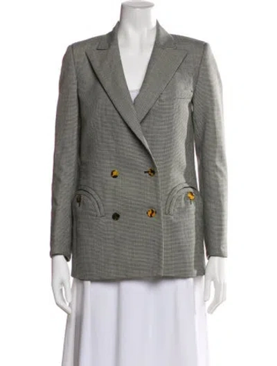 Pre-owned Blazé Milano Wool Plaid Print Blazer In Gray