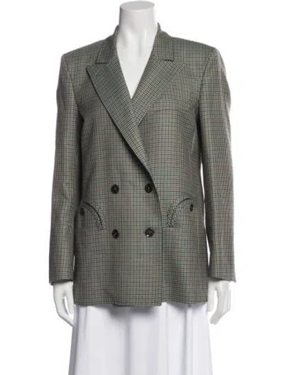Pre-owned Blazé Milano Wool Plaid Print Blazer In Green