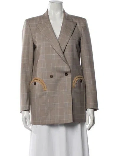 Pre-owned Blazé Milano Wool Plaid Print Blazer In Neutral