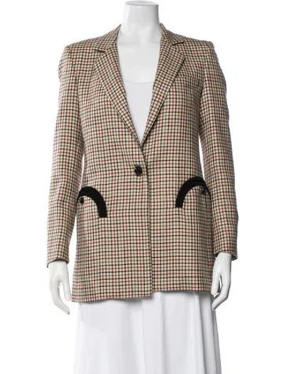 Pre-owned Blazé Milano Wool Plaid Print Blazer In Neutral