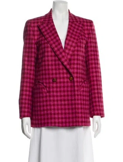 Pre-owned Blazé Milano Wool Plaid Print Blazer In Pink