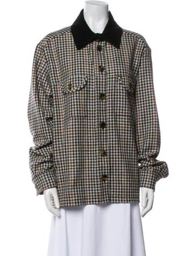 Pre-owned Blazé Milano Wool Plaid Print Jacket In Gray