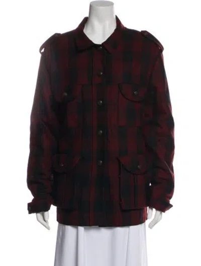 Pre-owned Blazé Milano Wool Plaid Print Utility Jacket W/ Tags In Multi