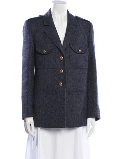 Pre-owned Blazé Milano Wool Printed Jacket In Blue