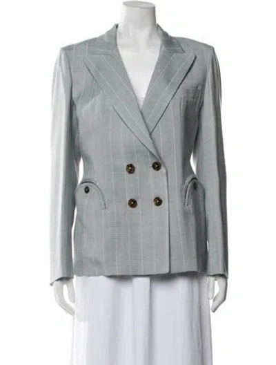 Pre-owned Blazé Milano Wool Striped Blazer W/ Tags In Blue
