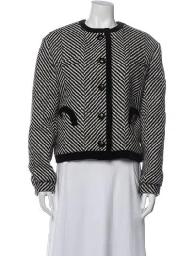 Pre-owned Blazé Milano Wool Tweed Pattern Blazer In Black