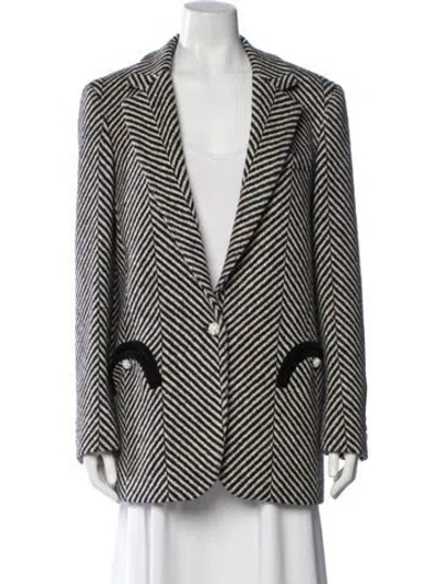 Pre-owned Blazé Milano Wool Tweed Pattern Blazer In Black/white