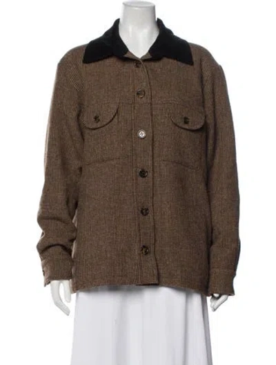 Pre-owned Blazé Milano Wool Tweed Pattern Blazer In Brown