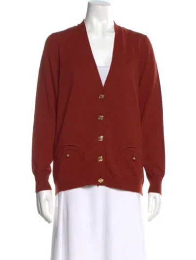 Pre-owned Blazé Milano Wool V-neck Sweater In Orange