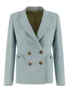 Blazé Milano Double Breasted Structured Shoulder Tailored Jacket In Blue
