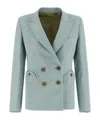 Blazé Milano Double Breasted Structured Shoulder Tailored Jacket In Blue