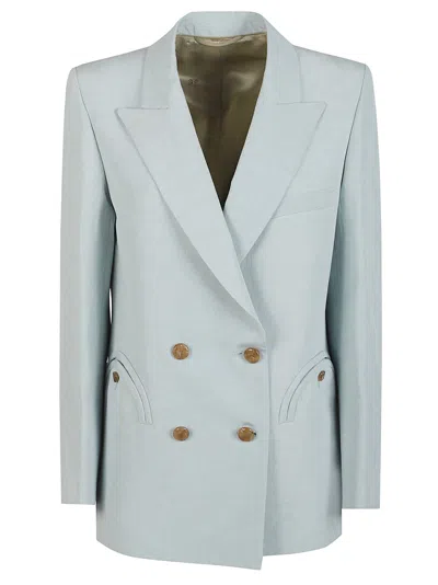 Blazé Milano Zenith Everynight Double Breasted Silk Blazer In Gray