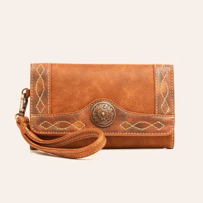 Blazin Roxx Cinnamon Leather Ivy Stitch Wristlet Clutch | Cavender's In Brown