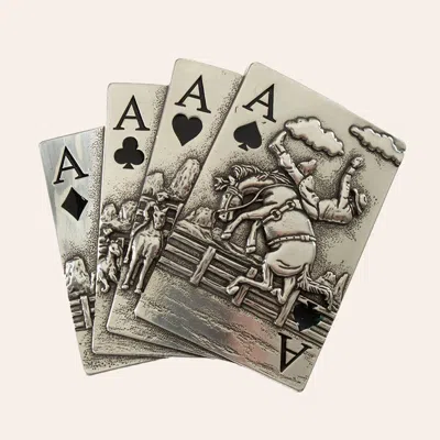 Blazin Roxx Silver Playing Cards Buckle