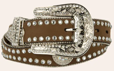 Blazin Roxx Women's Brown With Rhinestones And Conchos Scalloped Western Belt In Black