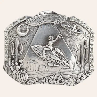 Blazin Roxx Women's Silver Cosmic Desert Cowgirl Rectangle Buckle In Gray