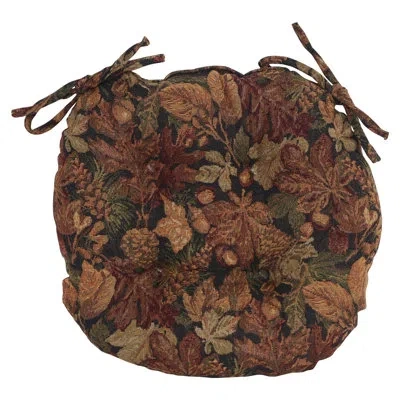 Blazing Needles 16-inch Round Woven Tapestry Tufted Chair Cushions (set Of 4) In Autumn Harvest