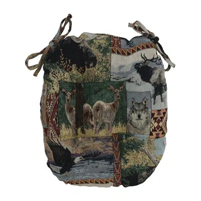 Blazing Needles 16-inch Round Woven Tapestry Tufted Chair Cushions (set Of 4) In Wild North