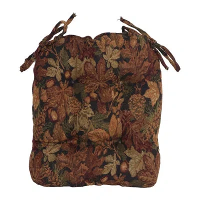 Blazing Needles 16-inch Rounded Back Woven Tapestry Tufted Chair Cushions (set Of 2) In Autumn Harvest