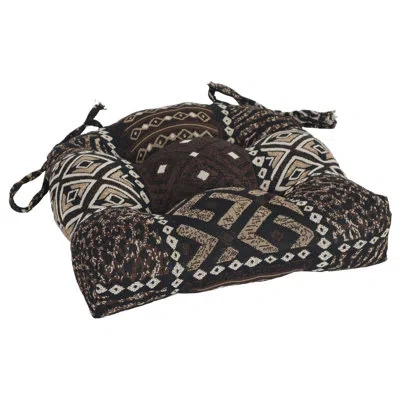 Blazing Needles 16-inch Rounded Back Woven Tapestry Tufted Chair Cushions (set Of 2) In Congo