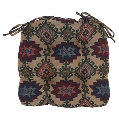 Blazing Needles 16-inch Rounded Back Woven Tapestry Tufted Chair Cushions (set Of 2) In Palomino