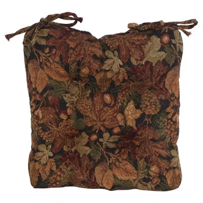 Blazing Needles 16-inch Square Woven Tapestry Tufted Chair Cushions (set Of 2) In Autumn Harvest