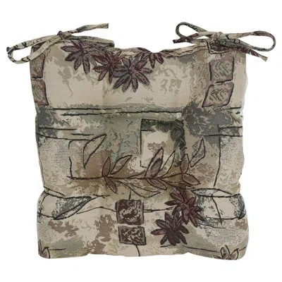 Blazing Needles 16-inch Square Woven Tapestry Tufted Chair Cushions (set Of 2) In Brown