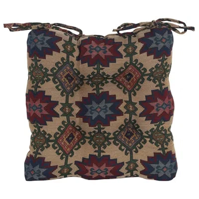 Blazing Needles 16-inch Square Woven Tapestry Tufted Chair Cushions (set Of 4) In Palomino