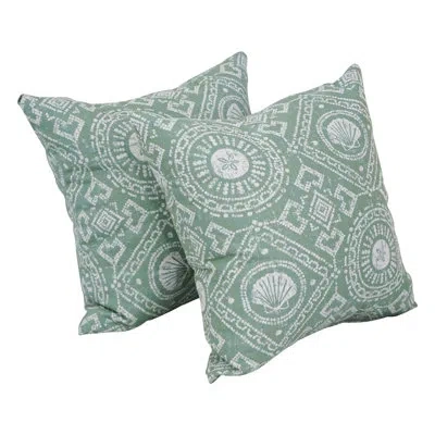 Blazing Needles 17-inch Jacquard Throw Pillows With Inserts (set Of 2) In Aquafrt Garden