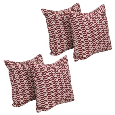 Blazing Needles 17-inch Jacquard Throw Pillows With Inserts (set Of 4) In Ozero Wine