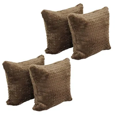 Blazing Needles 17-inch Polyester Fur Throw Pillows In Dainty Mocha