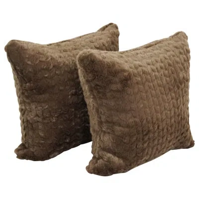 Blazing Needles 17-inch Polyester Fur Throw Pillows In Dainty Mocha