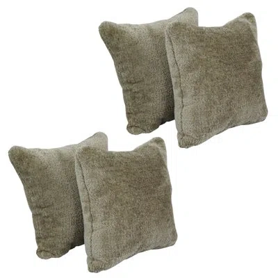 Blazing Needles 17-inch Polyester Fur Throw Pillows In Elton Taupe