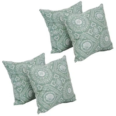 Blazing Needles 17-inch Poly-linen Throw Pillows With Inserts (set Of 4) In Aquafrt Garden
