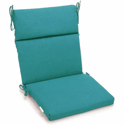 Blazing Needles 18-inch By 38-inch Spun Polyester Solid Outdoor Squared Chair Cushion, Aqua Blue