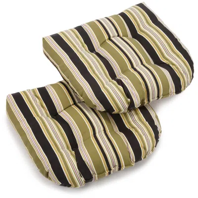 Blazing Needles 19-inch U-shaped Outdoor Spun Polyester Tufted Dining Chair Cushion (set Of 2)