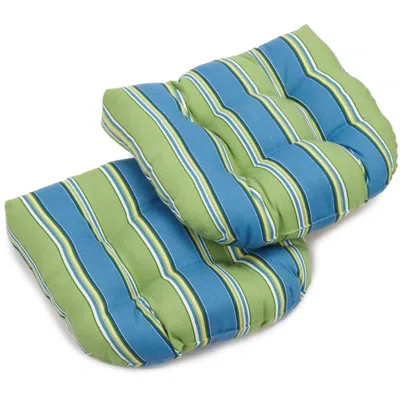 Blazing Needles 19-inch U-shaped Outdoor Spun Polyester Tufted Dining Chair Cushion (set Of 2)