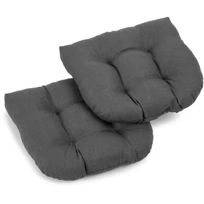 Blazing Needles 19-inch U-shaped Outdoor Spun Polyester Tufted Dining Chair Cushion (set Of 2) In Gray