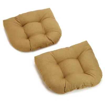 Blazing Needles 19-inch U-shaped Outdoor Spun Polyester Tufted Dining Chair Cushion (set Of 2) In Brown