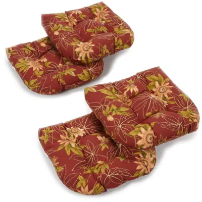 Blazing Needles 19-inch U-shaped Spun Polyester Outdoor Tufted Dining Chair Cushions (set Of 4)