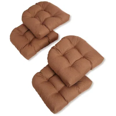 Blazing Needles 19-inch U-shaped Spun Polyester Outdoor Tufted Dining Chair Cushions (set Of 4)