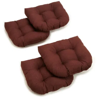 Blazing Needles 19-inch U-shaped Spun Polyester Outdoor Tufted Dining Chair Cushions (set Of 4)