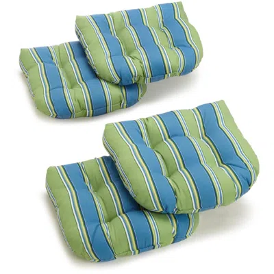 Blazing Needles 19-inch U-shaped Spun Polyester Outdoor Tufted Dining Chair Cushions (set Of 4)