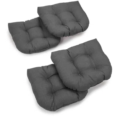 Blazing Needles 19-inch U-shaped Spun Polyester Outdoor Tufted Dining Chair Cushions (set Of 4)
