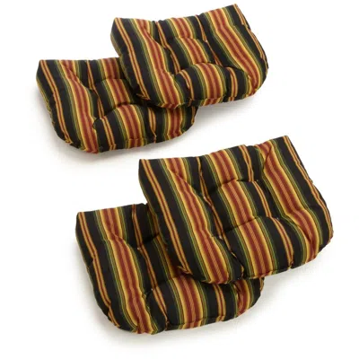 Blazing Needles 19-inch U-shaped Spun Polyester Outdoor Tufted Dining Chair Cushions (set Of 4) In Multi