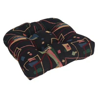 Blazing Needles 19-inch Rounded Back Tapestry Chair Cushion In Spin City