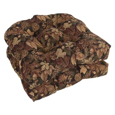 Blazing Needles 19-inch Rounded Back Tapestry Chair Cushions (set Of 2) In Autumn Harvest