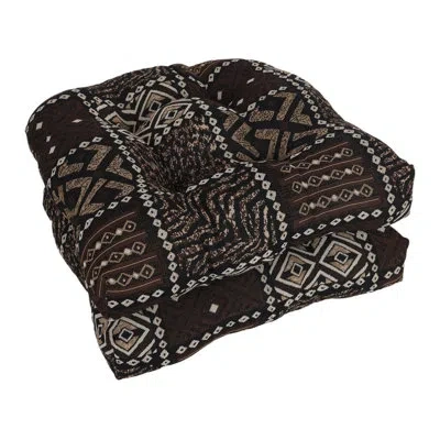 Blazing Needles 19-inch Rounded Back Tapestry Chair Cushions (set Of 2) In Congo