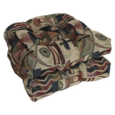 Blazing Needles 19-inch Rounded Back Tapestry Chair Cushions (set Of 2) In Picasso